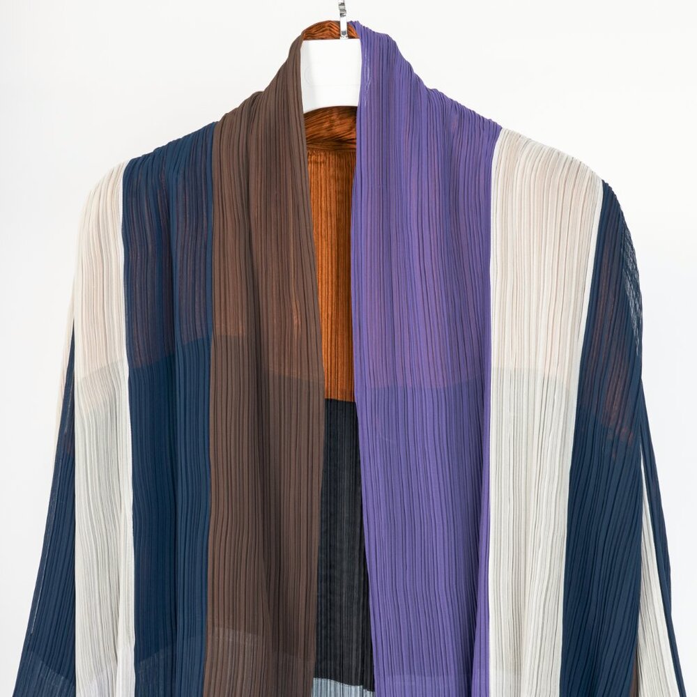 Issey Miyake SS1993 Reversible Multicolour Striped Pleated Open-Front Jacket - Picture 9 of 14